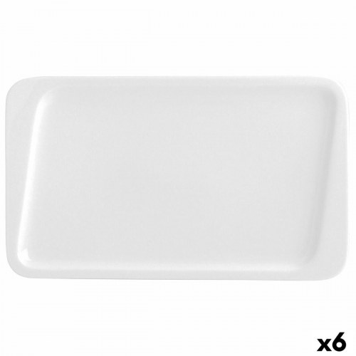 Chef flad middagstallerken, hvid keramik, 30 × 18 cm (6 stk)
