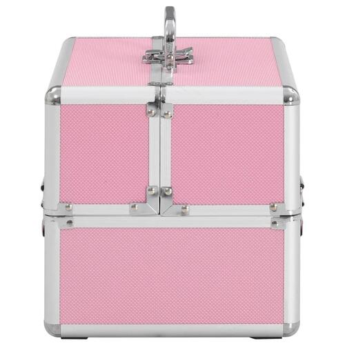 Makeupkuffert 22 x 30 x 21 cm pink aluminium
