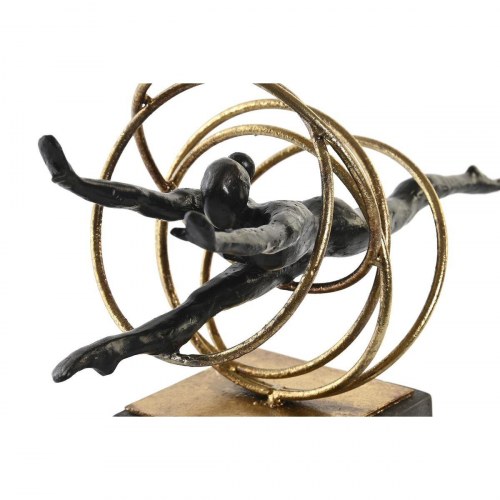 Dekorativ figur - gymnast i sort/guld, metal og harpiks (36 × 14 × 29,5 cm)