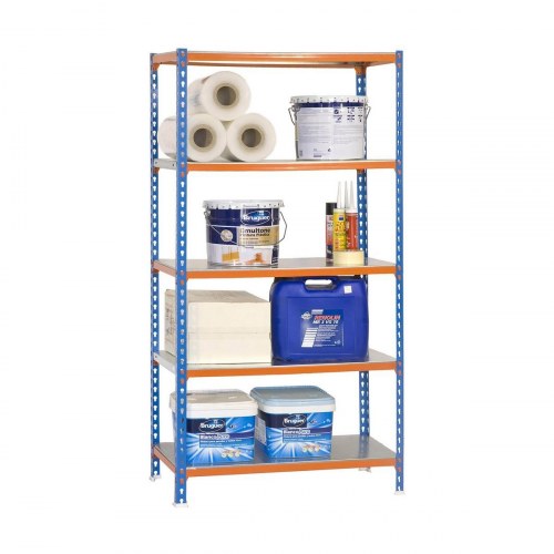Simon Rack Simonclick Plus reol 5 hylder, metal, 200 × 100 × 50 cm, blå/orange