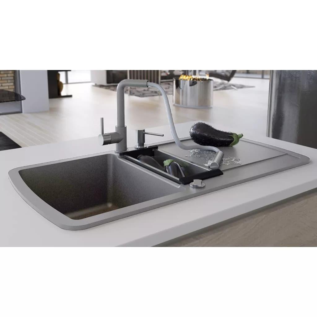 Køkkenvask dobbelt vask granit grå
