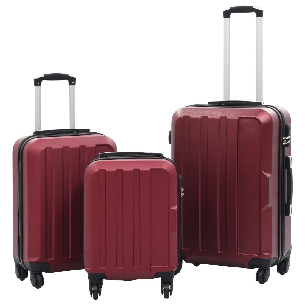 Hardcase-Kuffert sæt 3 stk. ABS rødvinsfarvet