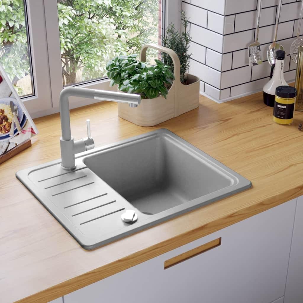 Køkkenvask enkelt vask granit grå