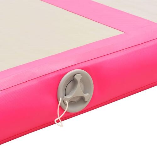 Oppustelig gymnastikmåtte med pumpe 400 x 100 x 10 cm PVC pink