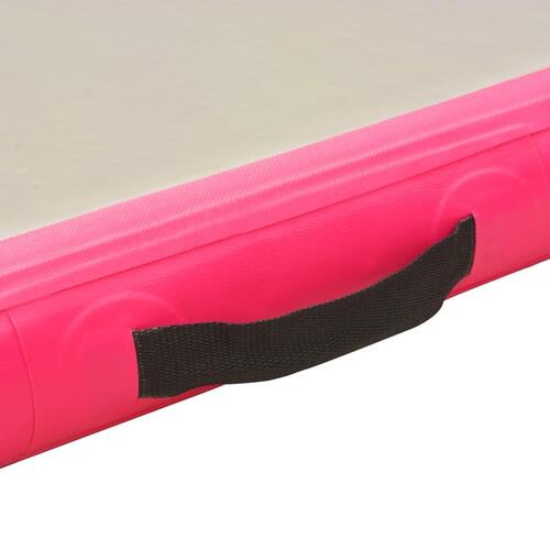 Oppustelig gymnastikmåtte med pumpe 400 x 100 x 10 cm PVC pink