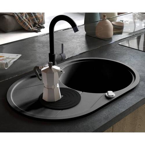 Køkkenvask enkelt vask oval granit sort