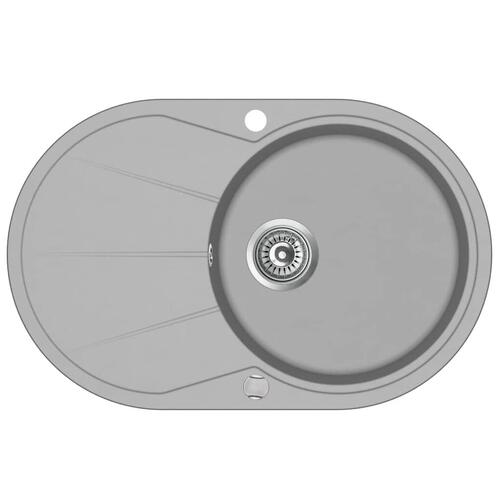 Køkkenvask enkelt vask oval granit grå