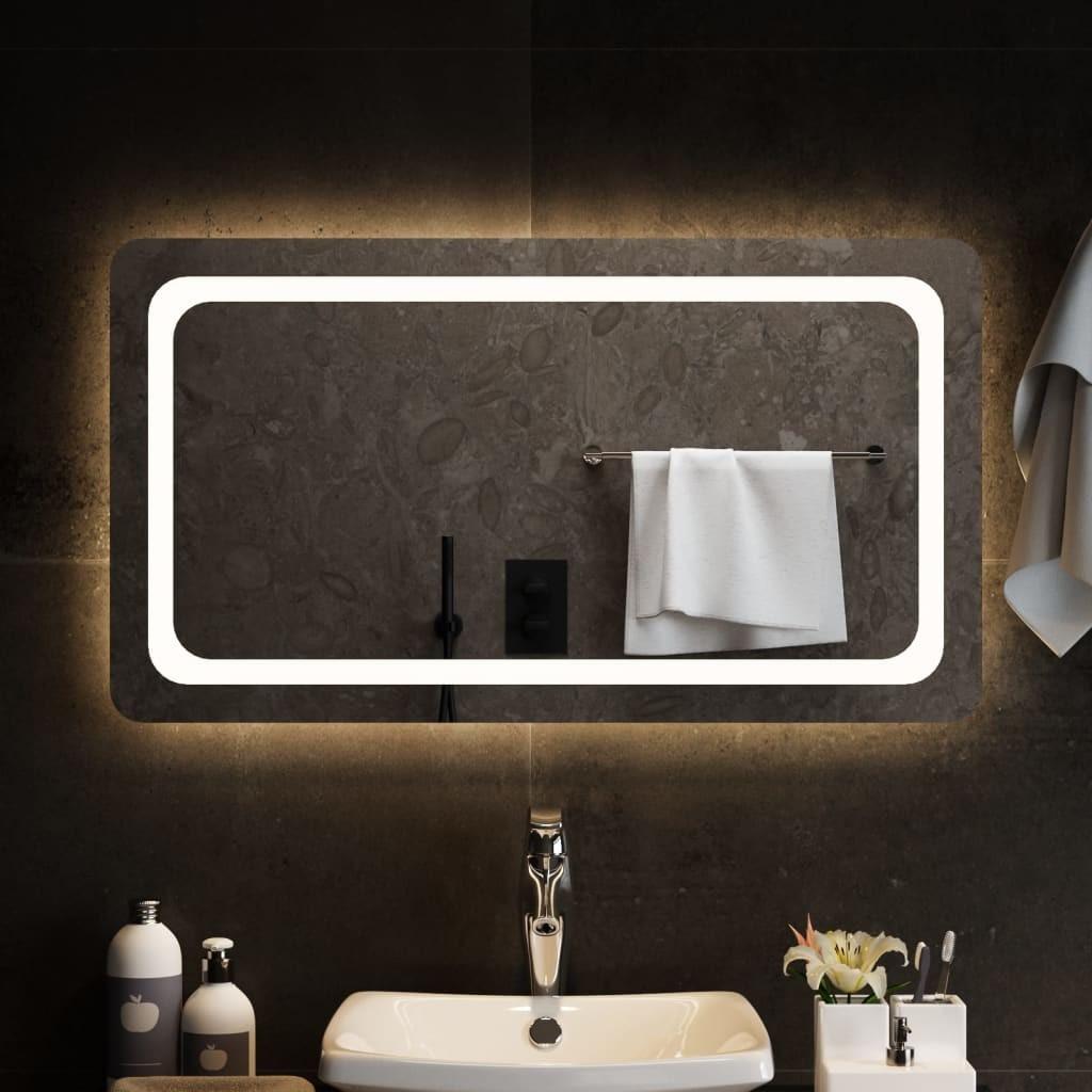 Badeværelsesspejl med LED-lys 80x50 cm