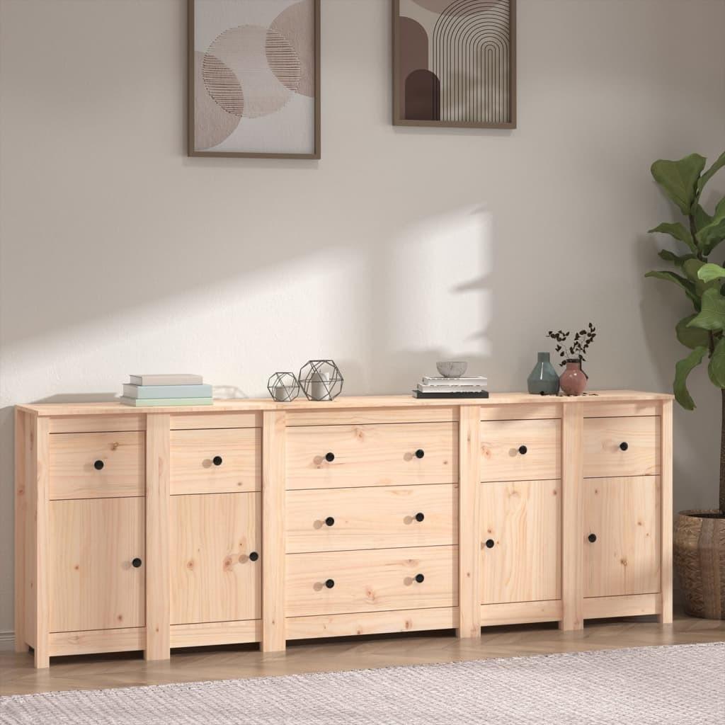 Skænk 230x35x80 cm massivt fyrretræ