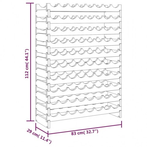 Vinreol 83x29x112 cm massivt fyrretræ