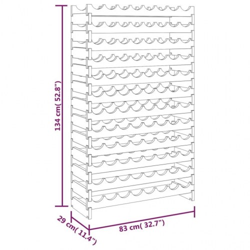 Vinreol 83x29x134 cm massivt fyrretræ
