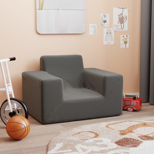 Sofa til børn blødt plys antracitgrå