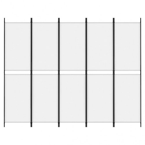 5-panels rumdeler 250x200 cm stof hvid