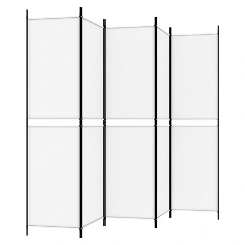 5-panels rumdeler 250x200 cm stof hvid