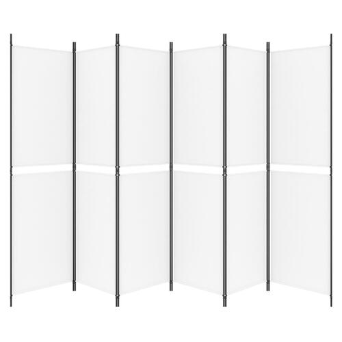 6-panels rumdeler 300x200 cm stof hvid
