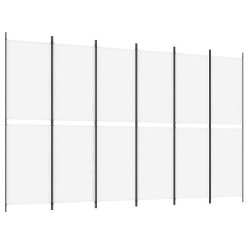 6-panels rumdeler 300x200 cm stof hvid