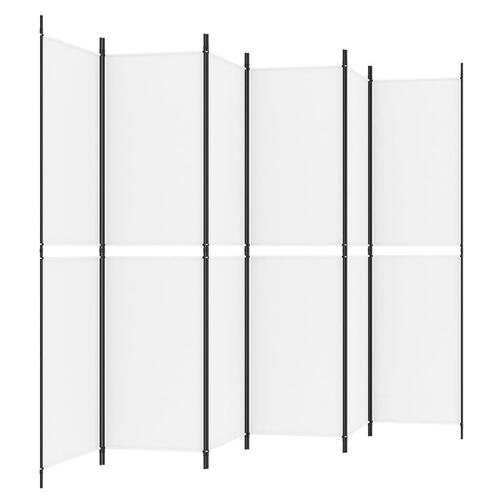 6-panels rumdeler 300x200 cm stof hvid