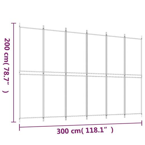 6-panels rumdeler 300x200 cm stof hvid