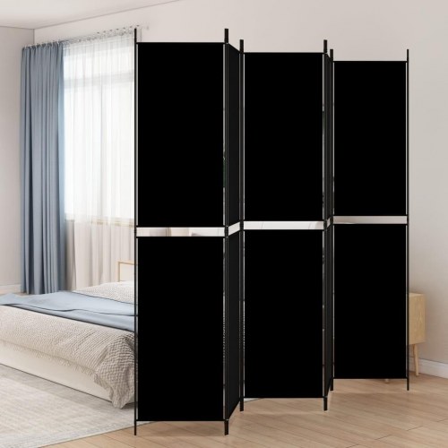 5-panels rumdeler i stof - 250 × 220 cm, sort