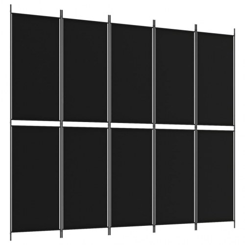 5-panels rumdeler i stof - 250 × 220 cm, sort