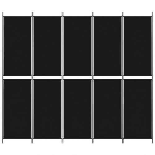 5-panels rumdeler i stof - 250 × 220 cm, sort