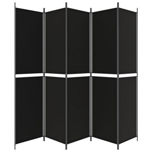 5-panels rumdeler i stof - 250 × 220 cm, sort