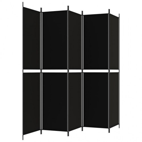 5-panels rumdeler i stof - 250 × 220 cm, sort