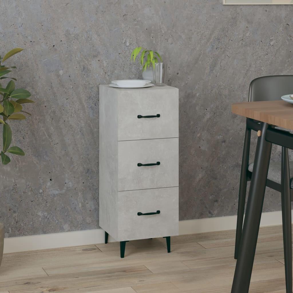 Skænk med 3 skuffer 34,5×34×90 cm - betongrå, konstrueret træ