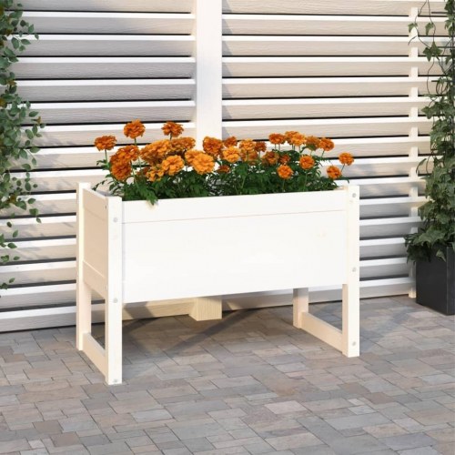 Plantekasse i massivt fyrretræ 78 x 40 x 52 cm - hvid