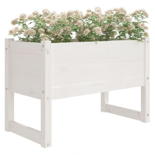 Plantekasse i massivt fyrretræ 78 x 40 x 52 cm - hvid
