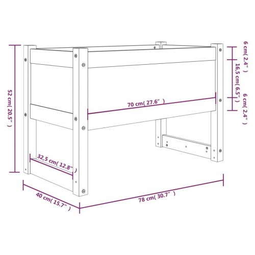 Plantekasse i massivt fyrretræ 78 x 40 x 52 cm - hvid