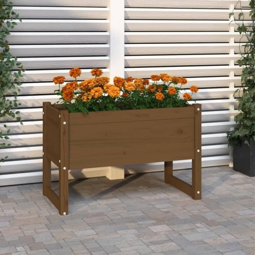 Plantekasse i massivt fyrretræ - 78×40×52 cm, gyldenbrun