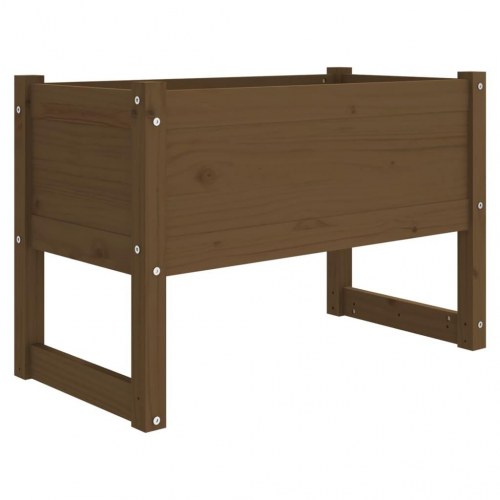 Plantekasse i massivt fyrretræ - 78×40×52 cm, gyldenbrun