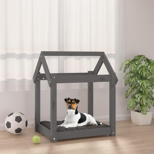 Hundeseng i massivt fyrretræ - 61 × 50 × 70 cm, grå