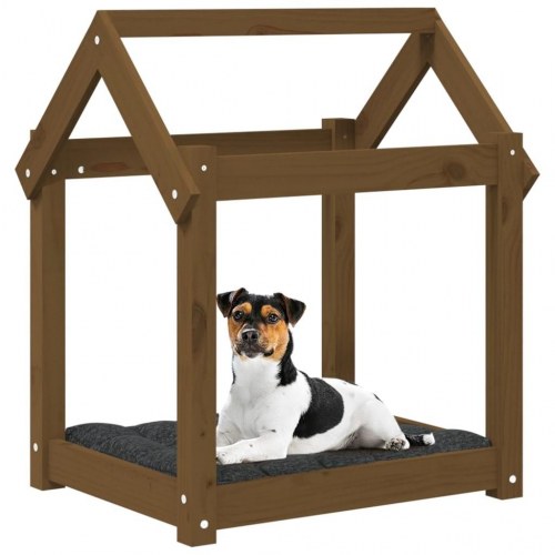 Hundeseng i massivt fyrretræ - 61 × 50 × 70 cm, gyldenbrun