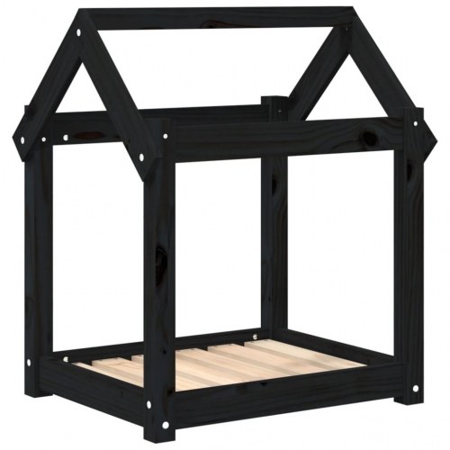 Hundeseng i træ 61×50×70 cm - massivt fyrretræ, sort