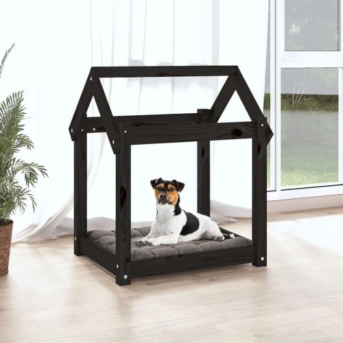 Hundeseng i træ 61×50×70 cm - massivt fyrretræ, sort