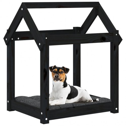 Hundeseng i træ 61×50×70 cm - massivt fyrretræ, sort