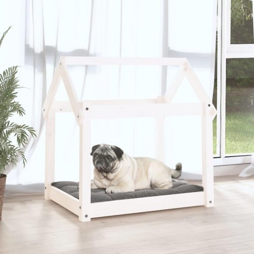 Hundeseng 71x55x70 cm massivt fyrretræ hvid