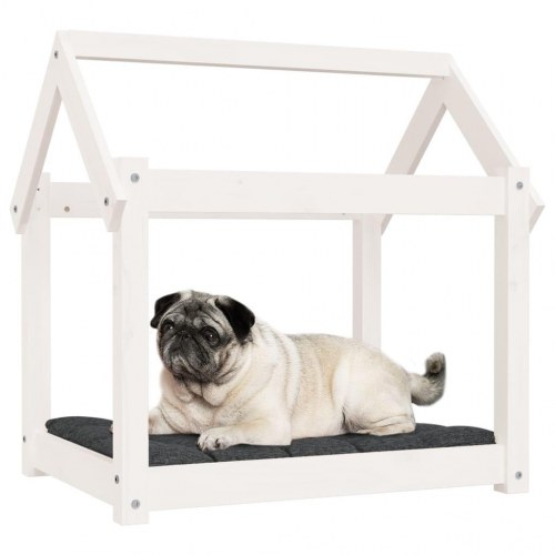Hundeseng 71x55x70 cm massivt fyrretræ hvid