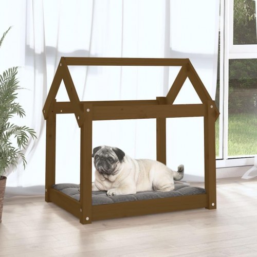 Hundeseng i massivt fyrretræ - 71 × 55 × 70 cm, gyldenbrun