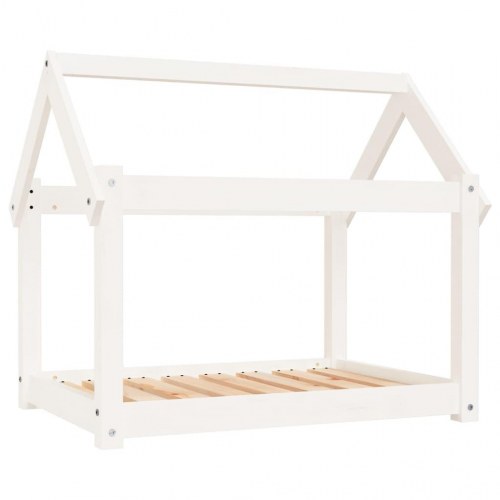 Hundeseng i massivt fyrretræ - 81 × 60 × 70 cm, hvid