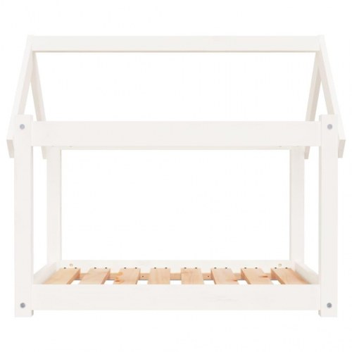 Hundeseng i massivt fyrretræ - 81 × 60 × 70 cm, hvid