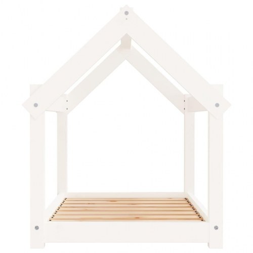 Hundeseng i massivt fyrretræ - 81 × 60 × 70 cm, hvid