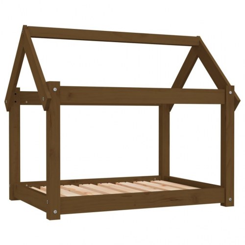 Hundeseng i massivt fyrretræ 81 × 60 × 70 cm - gyldenbrun