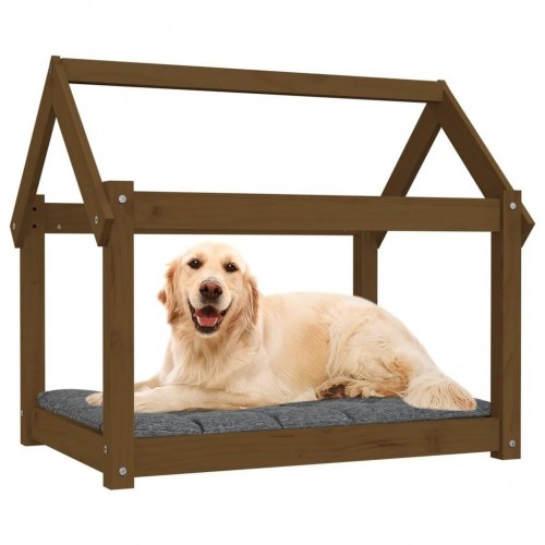 Hundeseng i massivt fyrretræ 81 × 60 × 70 cm - gyldenbrun