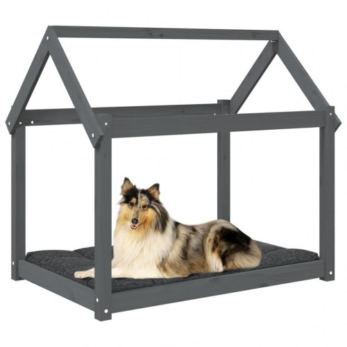 Hundeseng i massivt fyrretræ - 101×70×90 cm, grå