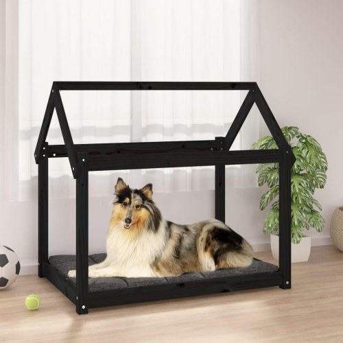 Hundeseng i massivt fyrretræ - sort 101 × 70 × 90 cm
