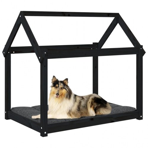 Hundeseng i massivt fyrretræ - sort 101 × 70 × 90 cm