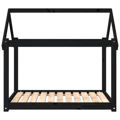 Hundeseng i massivt fyrretræ - sort 101 × 70 × 90 cm